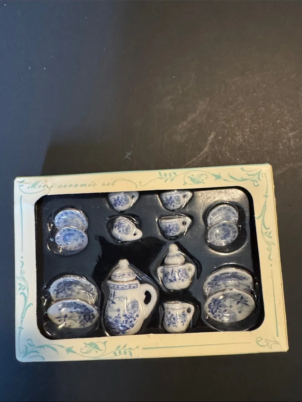 Blue and White Mini Ceramic Tea Set - Classic Floral Design